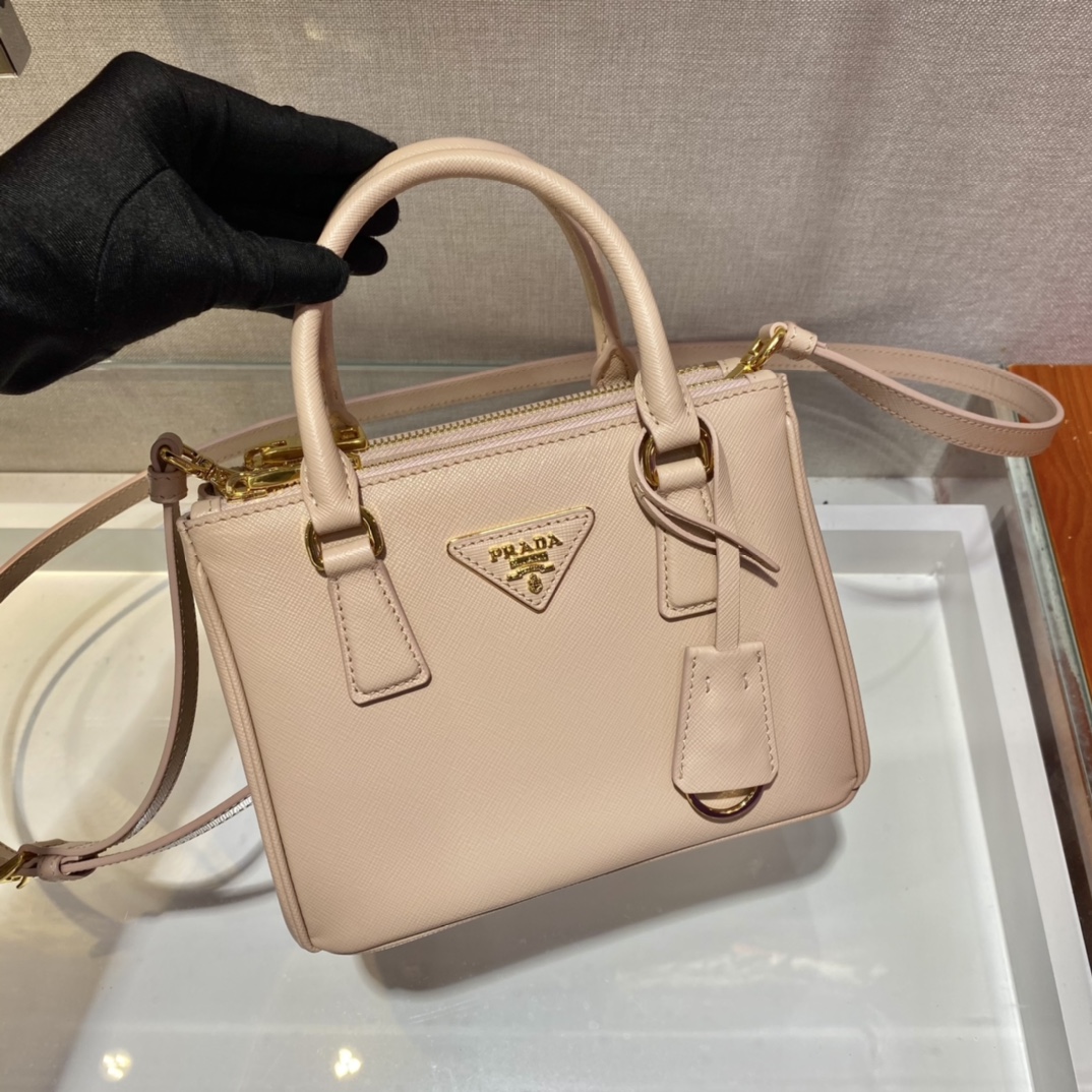 Prada Mini Galleria Saffiano Leather Bag Tote Shoulder Bag Powder Pink 1BA906